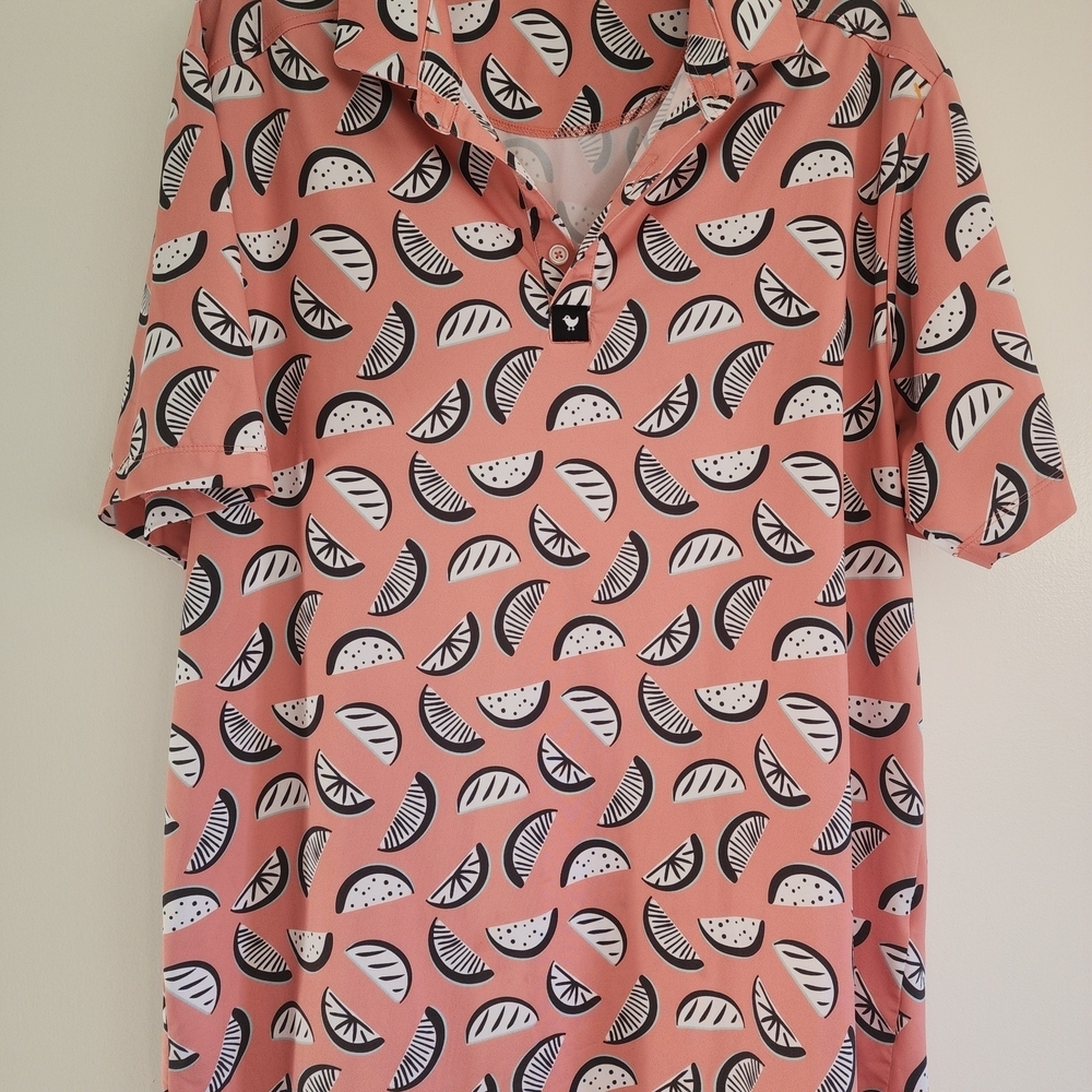 Bad Birdie Lemon Slice Polo Shirt Bold Golf Performance Top Size L - Picture 3 of 10